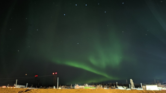 Норильск, ночь с 25 на 26 сентябряСеверное сияние Фотография, Полярное сияние, Небо, Ночь, Норильск, Звезды