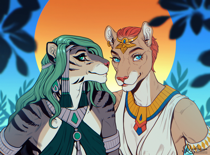 "Egyptian princesses" ,  , , Digital, , Procreate, Furry Feline, Furry Cat, Furry edge