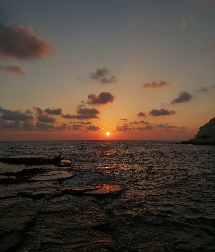 Закат Израиль, Средиземное море, Море, Закат, Мобильная фотография, Фотография
