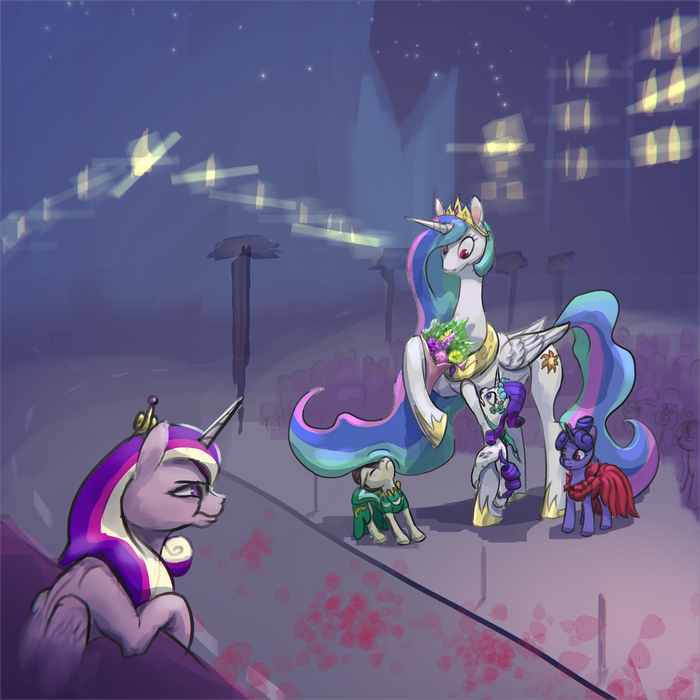 Giantlestia My Little Pony, Princess Celestia, Princess Cadance, Rarity, Ciborgen