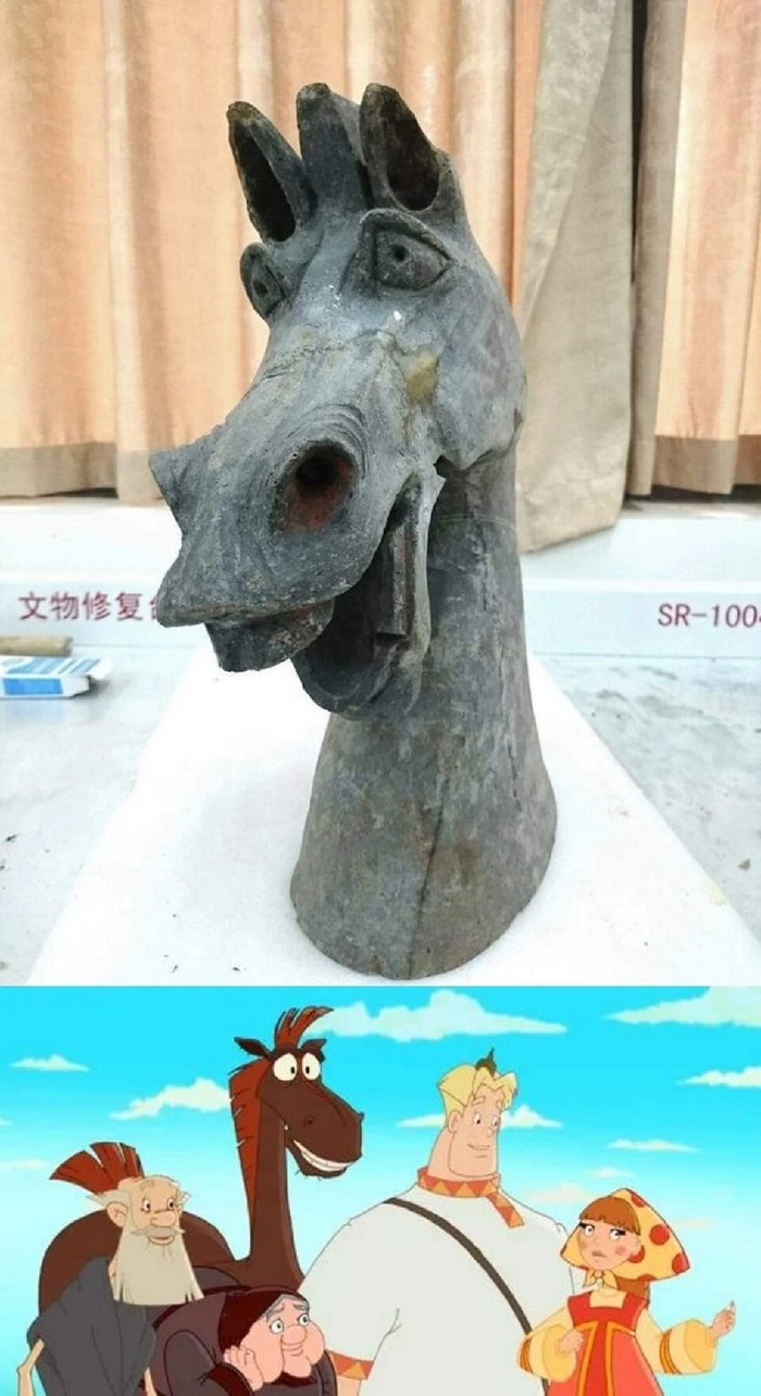 Керамическая голова лошади возрастом 1800 лет Китай, История, Скульптура, Конь Гораций, Три богатыря