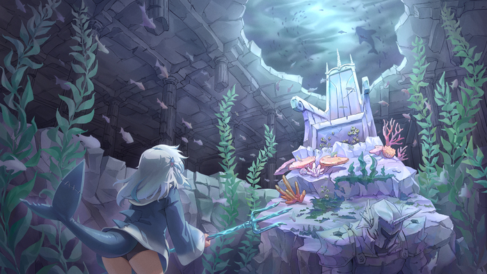 Gawr Gura Hololive, Gawr Gura, Virtual YouTuber, Anime Art, 