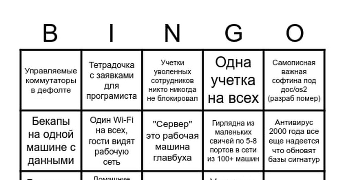 Аутсорсное бинго | Пикабу