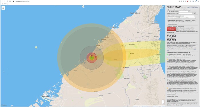 NukeMap Nuclear, ,  ,  