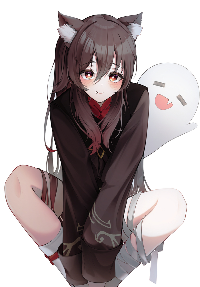   Anime Art, , Hu Tao (Genshin Impact), Genshin Impact, , Animal Ears, 