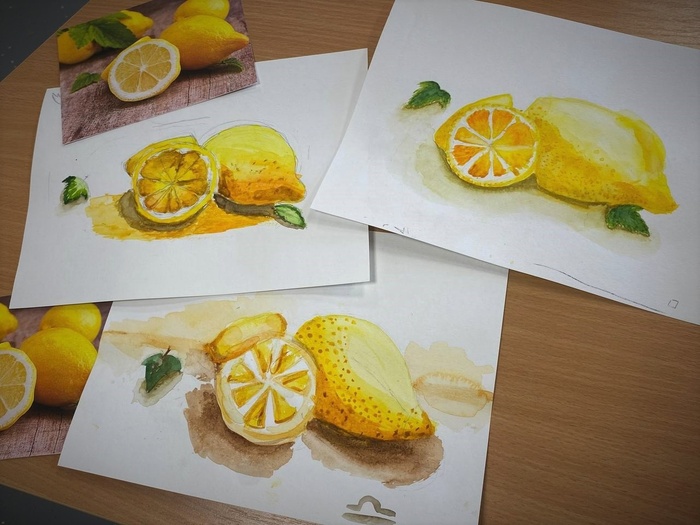 Лимоны. Карандаш, акварель