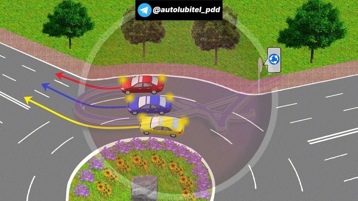 Водитель какого автомобиля нарушает правила съезжая с кругового ...