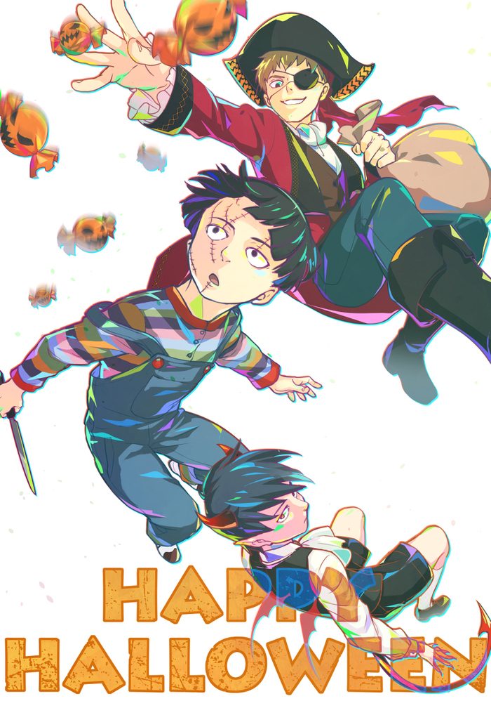 Happy Halloween , , Anime Art, Mob Psycho 100, Arataka Reigen, Kageyama Shigeo, , , , 