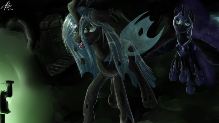    My Little Pony, Ponyart, Queen Chrysalis, Nightmare Moon, Toisanemoif