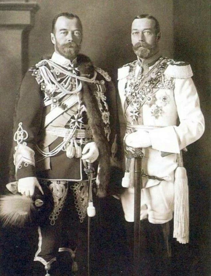 Двоюродные братья - последний российский  император Николай II и король Англии Георг V Фотография, Старое фото, Черно-белое фото, Николай II, Георг V, Император, Король