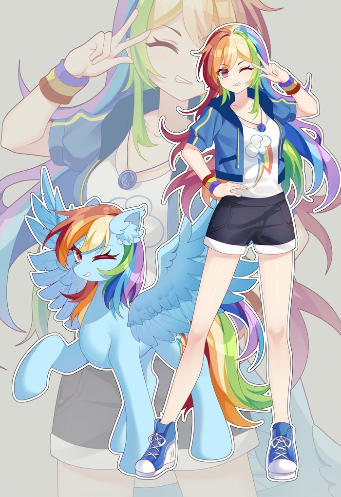 Две Дэшки My Little Pony, Арт, Rainbow Dash, Equestria Girls