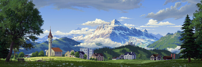 Mountain Village , ArtStation, , , 