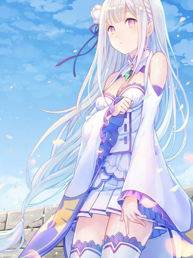 Emilia , Anime Art, Emilia, Puck, Re:Zero Kara, 