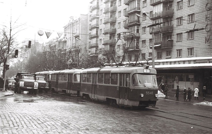 Трехвагонный трамвай Железная дорога, Трамвай, Tatra, СССР, Киев, УССР