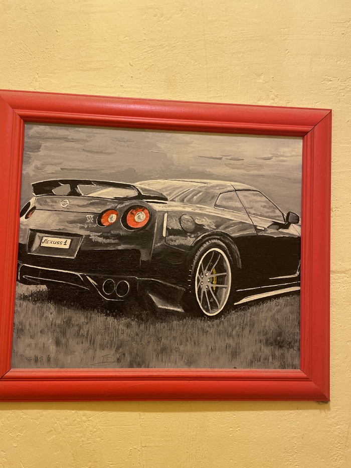 Друг нарисовал маслом Картина маслом, Nissan GT-R