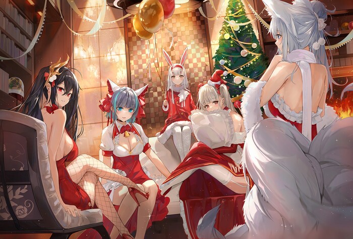 Merry christmas! Anime Art, , , Azur Lane, Taihou, Cheshire, Shinano, Formidable, Shimakaze, , -, Animal Ears