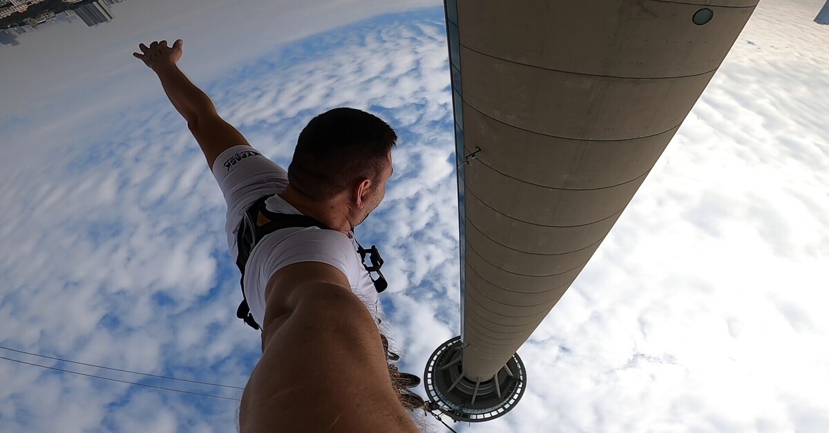 Macau Tower прыжок банджи джампинг