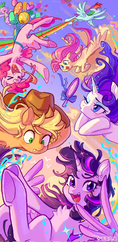  My Little Pony, Twilight Sparkle, Fluttershy, Rainbow Dash, Rarity, Applejack, Spike, Pinkie Pie