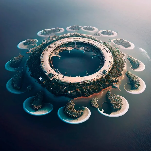 Город будущего внутри Большого мусорного пятна: искусственный интеллект создал плавучий дом - фото 2