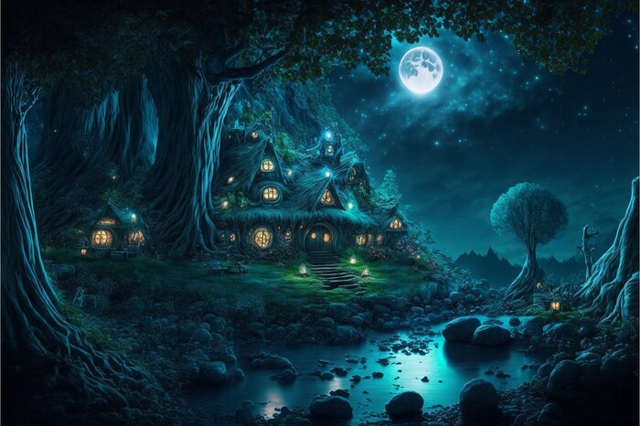 СКАЗОЧНЫЕ ОБОИ НА РАБОЧИЙ СТОЛ Midjourney, Арты нейросетей, Нейронные сети, Цифровой рисунок, Длиннопост, Фоторедактор, Обои на рабочий стол, Сказка, Река, Озеро, Красота, Волшебство, Магия, Ночь, День, Луна