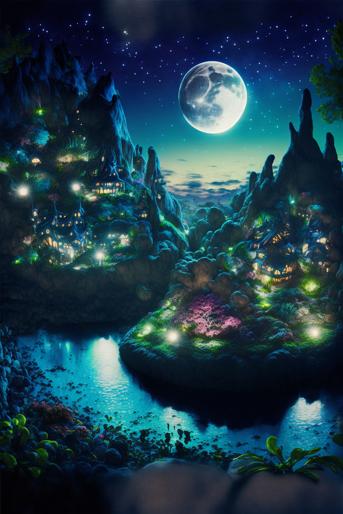 Продолжение поста «СКАЗОЧНЫЕ ОБОИ НА РАБОЧИЙ СТОЛ» Midjourney, Арты нейросетей, Нейронные сети, Цифровой рисунок, Длиннопост, Фоторедактор, Обои на рабочий стол, Сказка, Река, Озеро, Красота, Волшебство, Магия, Ночь, День, Луна, Обои на телефон, Ответ на пост