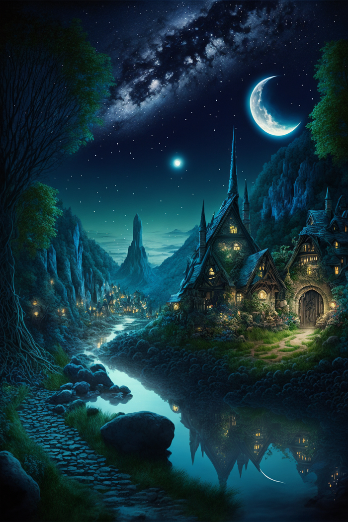 Продолжение поста «СКАЗОЧНЫЕ ОБОИ НА РАБОЧИЙ СТОЛ» Midjourney, Арты нейросетей, Нейронные сети, Цифровой рисунок, Длиннопост, Фоторедактор, Обои на рабочий стол, Сказка, Река, Озеро, Красота, Волшебство, Магия, Ночь, День, Луна, Обои на телефон, Ответ на пост