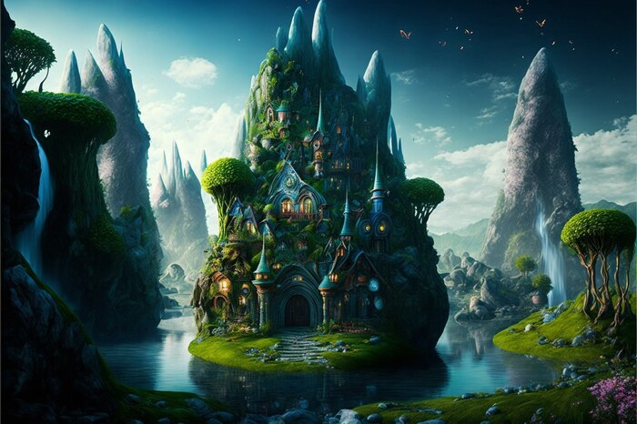 Продолжение поста «СКАЗОЧНЫЕ ОБОИ НА РАБОЧИЙ СТОЛ» Midjourney, Арты нейросетей, Нейронные сети, Цифровой рисунок, Фоторедактор, Обои на рабочий стол, Сказка, Река, Озеро, Красота, Волшебство, Магия, Ночь, День, Луна, Длиннопост, Ответ на пост