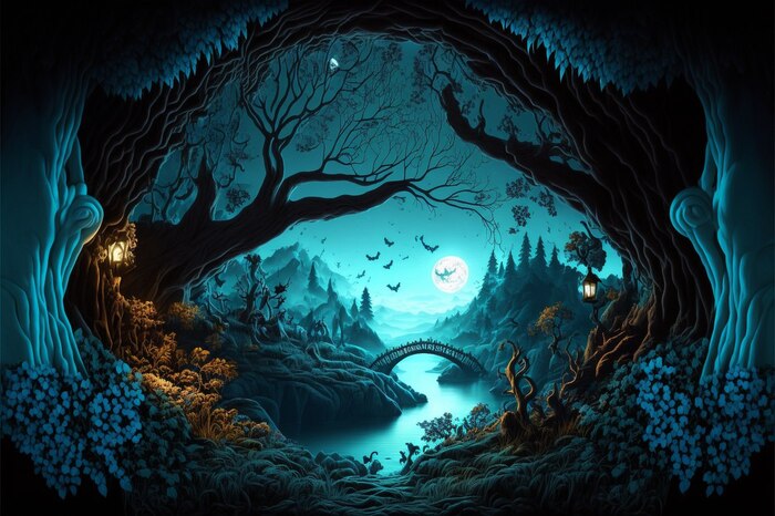 Продолжение поста «СКАЗОЧНЫЕ ОБОИ НА РАБОЧИЙ СТОЛ» Midjourney, Арты нейросетей, Нейронные сети, Цифровой рисунок, Фоторедактор, Обои на рабочий стол, Сказка, Река, Озеро, Красота, Волшебство, Магия, Ночь, День, Луна, Длиннопост, Ответ на пост