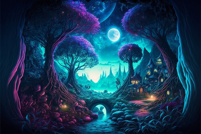 Продолжение поста «СКАЗОЧНЫЕ ОБОИ НА РАБОЧИЙ СТОЛ» Midjourney, Арты нейросетей, Нейронные сети, Цифровой рисунок, Фоторедактор, Обои на рабочий стол, Сказка, Река, Озеро, Красота, Волшебство, Магия, Ночь, День, Луна, Длиннопост, Ответ на пост