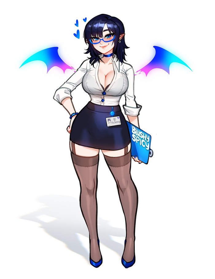 Vampire secretary Anime Art, , Original Character, ,  , , , Blushypixy, Office lady