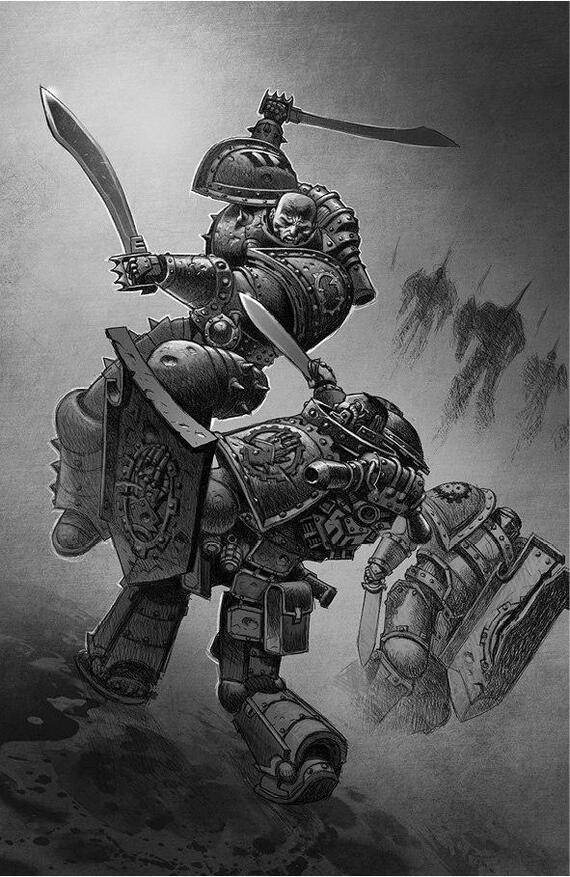 Shattered Legions  In the bloody pit, Varken Rath throws himself into combat  by Tierner Trevallion Warhammer 40k, Wh Art, Iron Hands, World Eaters