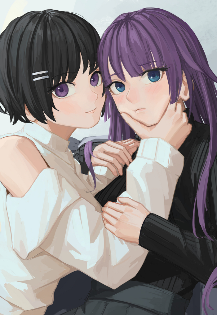  ) Anime Art, , , , Monogatari series, Bakemonogatari, Hanekawa Tsubasa, Hitagi Senjougahara, Nemo