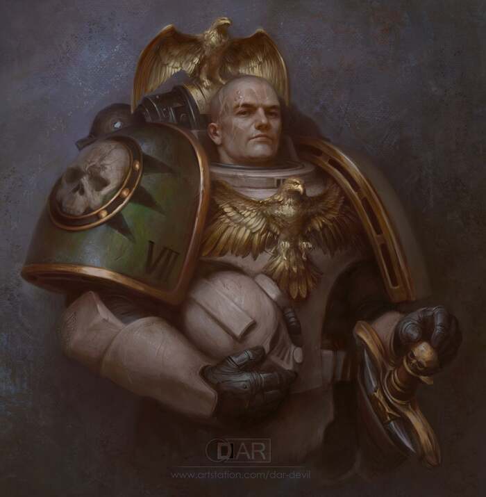 Nathaniel Garro by Darja Rodionova (D.A.R.) Warhammer 40k, Wh Art, Death Guard, Garro