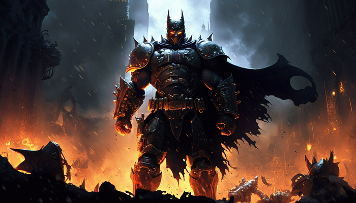 Batman the Cultist of Chaos Midjourney, Warhammer 40k,  , , Anna Batman, 