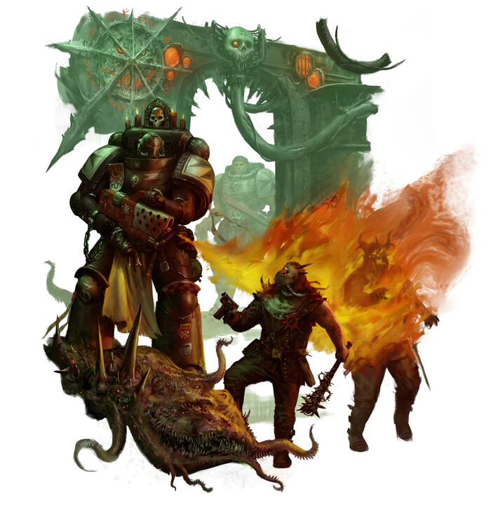Burn the heretics! by Gabriel Bulik XIX Warhammer 40k, Wh Art, Black Templars, Chaos cultists