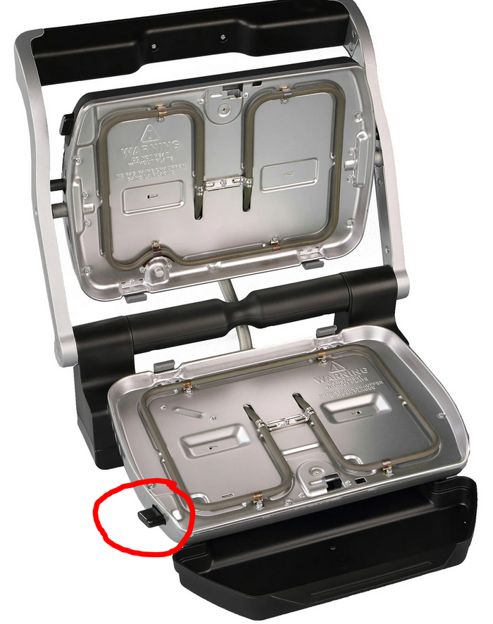 Tefal Optigrill+ GC712. Кнопка снятия пластины