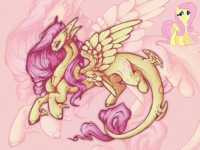 DragonShy My Little Pony, Ponyart, Fluttershy, 