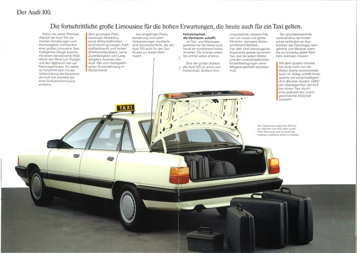 Брошюра автомобилей такси от Audi за 1990 год Такси, Audi, Брошюра, Реклама, Авто, Длиннопост