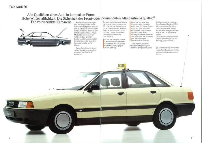 Брошюра автомобилей такси от Audi за 1990 год Такси, Audi, Брошюра, Реклама, Авто, Длиннопост