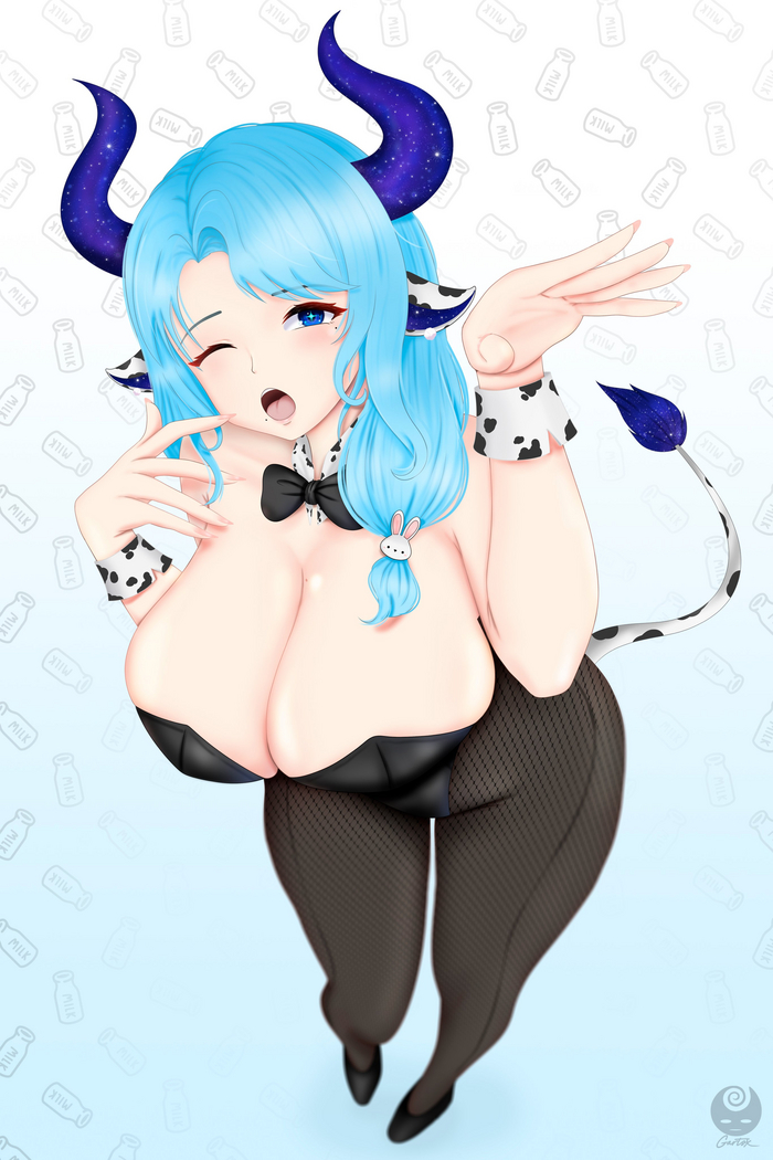 Milky , Anime Art, Milky, Virtual YouTuber, Animal Ears,   , Bunnysuit
