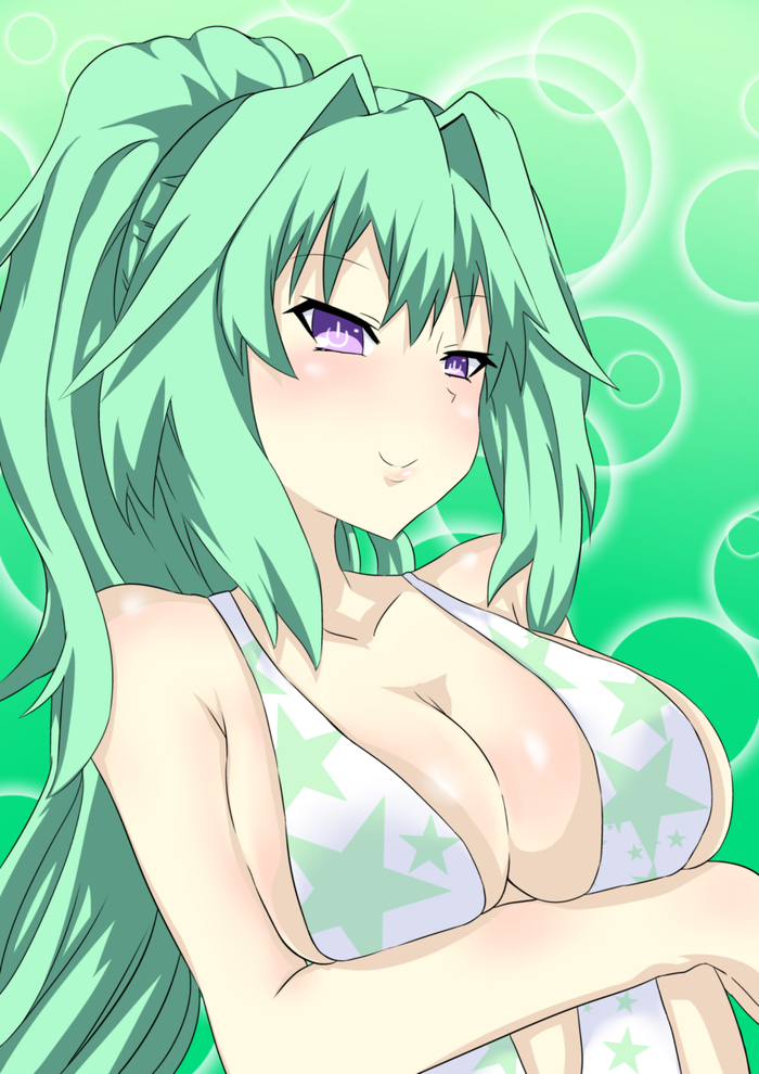 Vert Anime Art, Hyperdimension Neptunia, Neptunia, Vert, Green Heart, 