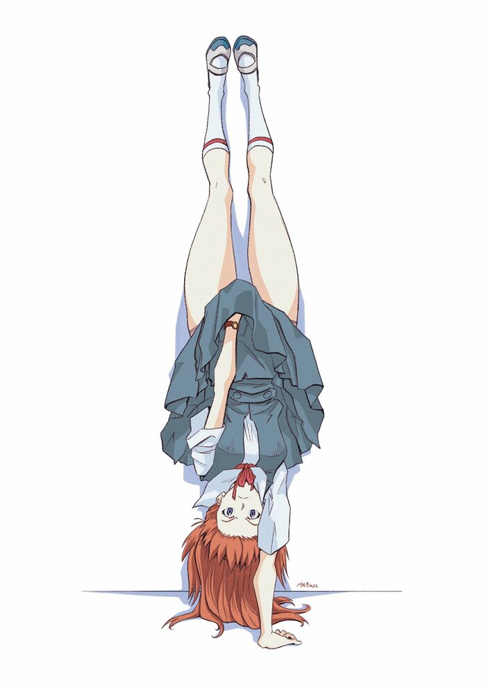  , Anime Art, Evangelion, Asuka Langley,  , Handstand