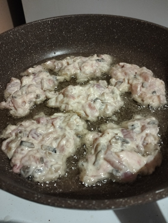 Рубленные куриные котлетки из филе с грибками Кулинария, Рецепт, Длиннопост, Котлеты, Курица