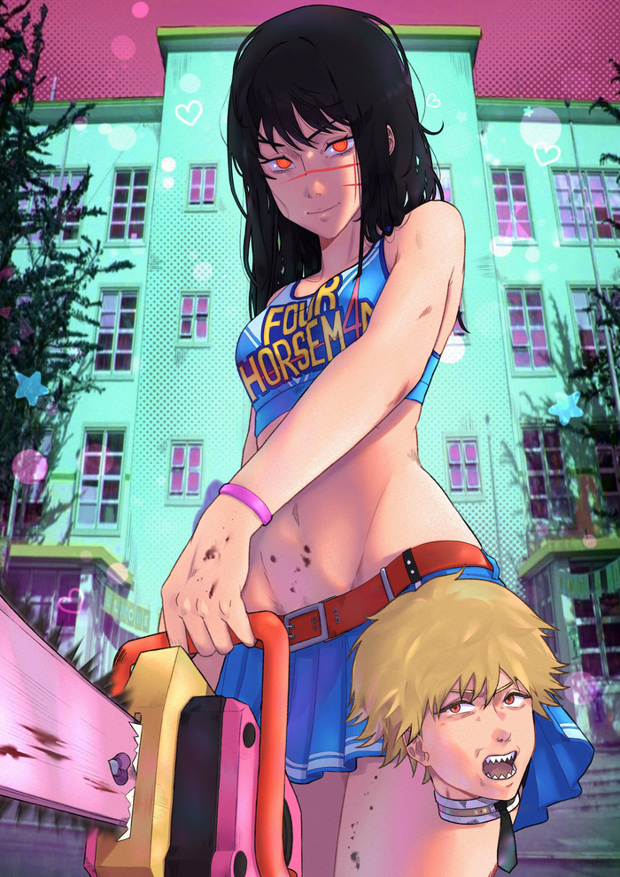 Lollipop Chainsaw Anime Art, , , Chainsaw Man, Denji, Yoru, Lollipop chainsaw
