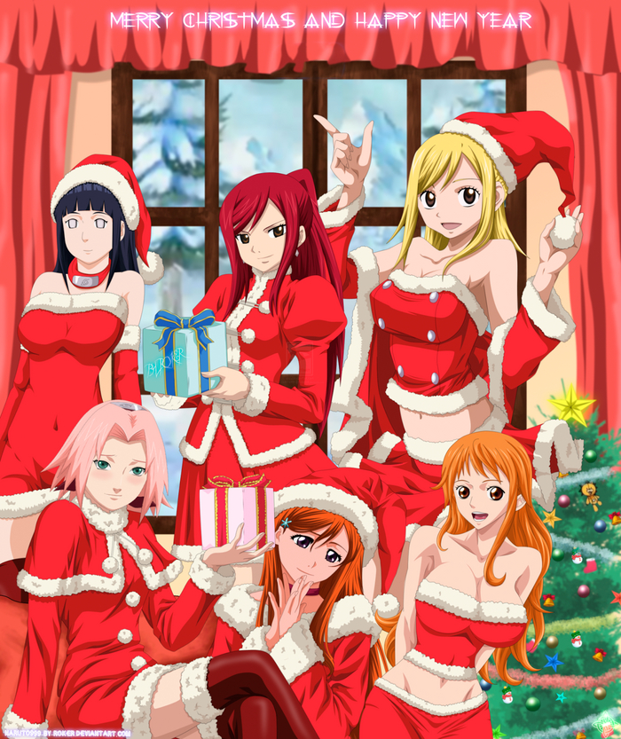     ! Anime Art, , Hinata Hyuga, Erza Scarlet, Lucy heartfilia, Sakura Haruno, Orihime Inoue, Nami, , Fairy Tail, Bleach, One Piece, 