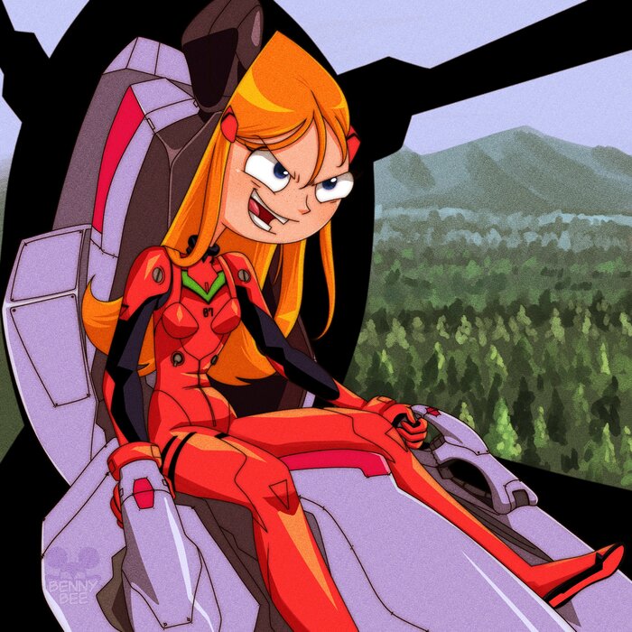 Evangelion & Phineas and Ferb Evangelion, Evangelion Crossover, Asuka Langley, , Anime Crossover, ,   