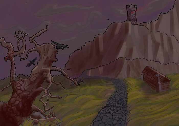 Попробовал нарисовать фентези пейзаж