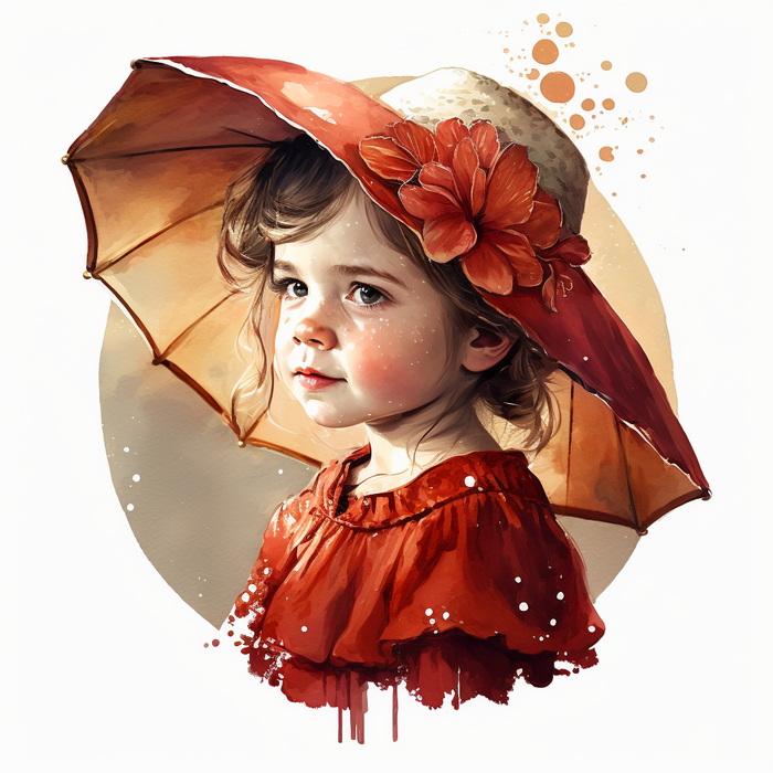 Детский портрет акварелью от Midjourney