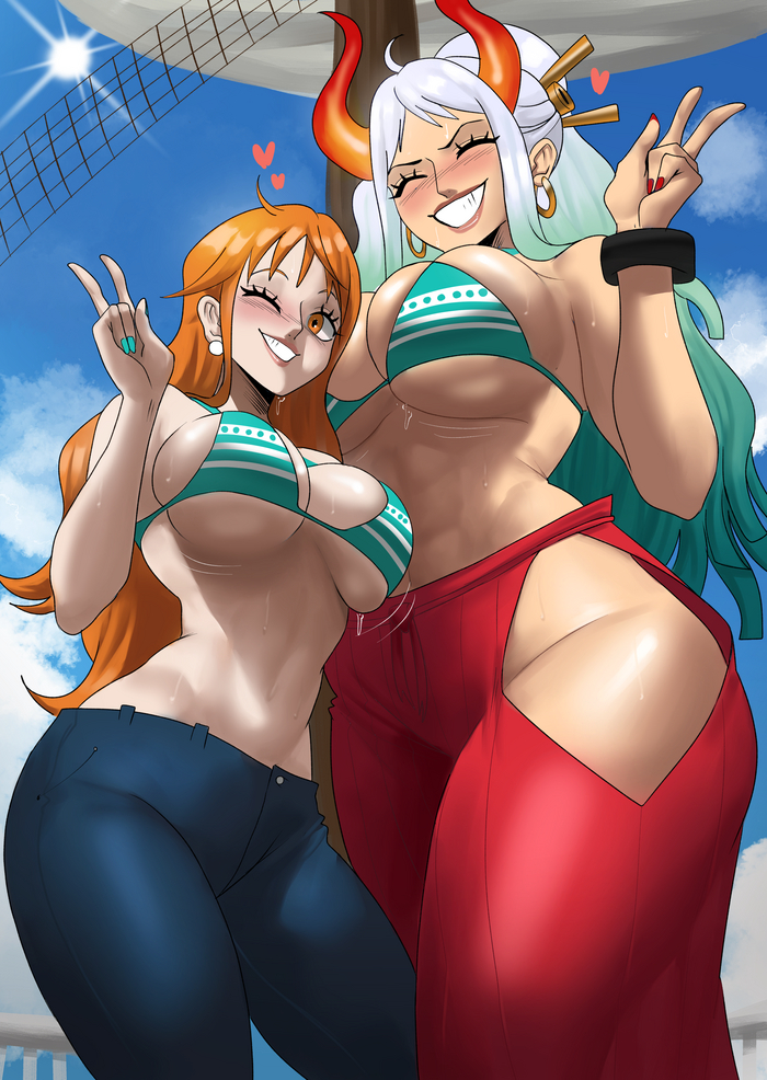  Echosaber1, , , Anime Art, One Piece, Nami, Yamato (One Piece),   ,  