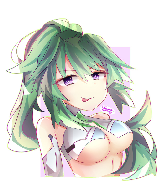 Green Heart Anime Art, Hyperdimension Neptunia, Neptunia, Vert, Green Heart, Yitsune Melody